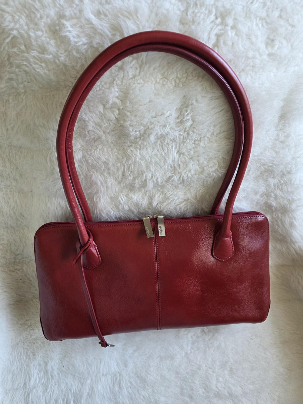 Hobo Red Leather Shoulder Bag